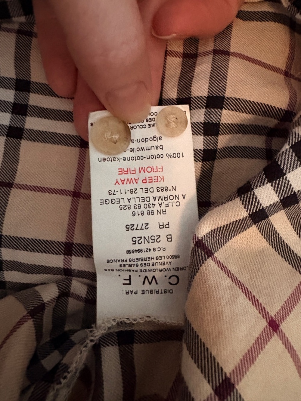 Burberry Classic Beige Plaid Button-Down Shirt 100% cotton - Picture 5 of 6